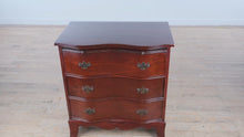 Load and play video in Gallery viewer, Mahogany Serpentine Front Nightstand with Pull-Out Table
