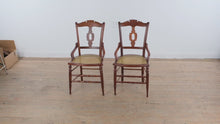 Load and play video in Gallery viewer, Pair of Eastlake Style Walnut Hand Caned Armchairs
