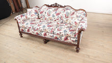 Load and play video in Gallery viewer, Gorgeous Victorian Couch / Sofa with Bright Floral Upholstery
