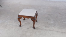 Load and play video in Gallery viewer, Queen Anne Style Upholstered Wood Vanity Stool
