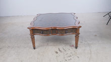Load and play video in Gallery viewer, Universal Furniture Traditional Leather Top Coffee Table with Two-Sided Drawers
