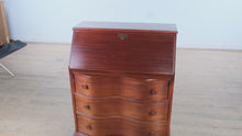 Load and play video in Gallery viewer, Charleston Serpentine Front Secretary Desk – Mahogany
