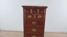 Load and play video in Gallery viewer, Pennsylvania House Solid Cherry Lingerie Chest Tallboy Chest with Brass Hardware
