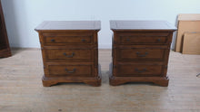 Load and play video in Gallery viewer, Traditional Wood Nightstands Set of 2 Three Drawer Bedside Tables 32 Inch

