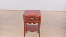 Load and play video in Gallery viewer, Vintage Mahogany Tall Nightstand with Drawer and Lower Shelf
