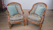 Load and play video in Gallery viewer, Pair of Golden Carolina Club Chairs by Vanguard Furniture
