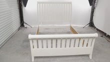 Load and play video in Gallery viewer, White Queen Size Slat Sleigh Bed
