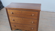 Load and play video in Gallery viewer, Antique Three Drawer Cherry Chest of Drawers, Federal Style Dresser
