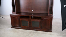 Load and play video in Gallery viewer, Traditional Dark Wood Entertainment Center TV Wall Unit with Media Storage Made in USA
