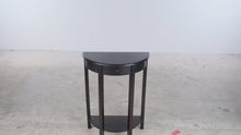 Load and play video in Gallery viewer, Dark Wood Demilune Console Table with Drawer and Lower Shelf
