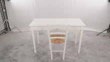 Load and play video in Gallery viewer, White Kids Size Desk with Rush Seat Chair
