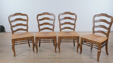 Load and play video in Gallery viewer, French Ladder-Back Rush Seat Dining Chairs — Set of Four
