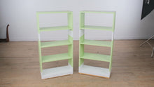 Load and play video in Gallery viewer, Pair of Painted Bookcases – Solid Pine, Green &amp; White
