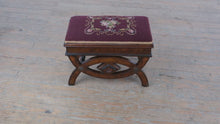 Load and play video in Gallery viewer, Rare Victorian Eastlake Burl Wood Piano Stool with Storage and Needlepoint Upholstery
