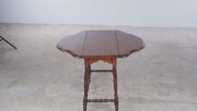 Load and play video in Gallery viewer, Antique Style Wood Drop Leaf Side Table with Turned Legs
