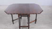 Load and play video in Gallery viewer, Antique Oak Barley Twist Gateleg Drop Leaf Table
