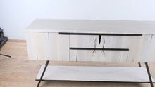 Load and play video in Gallery viewer, Modern Live Edge Cerused Wood Sideboard Credenza with Metal Base - Online Only
