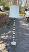 Load and play video in Gallery viewer, Vintage Brass and Cut Glass Column Floor Lamp 3 Way 60 Inch
