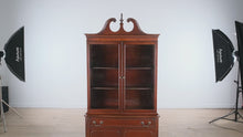 Load and play video in Gallery viewer, “The Ashford China Cabinet” – Traditional Mahogany China Hutch with Broken Pediment
