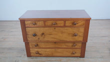 Load and play video in Gallery viewer, Antique Tiger Maple Empire Dresser – Rare 19th-Century Chest of Drawers
