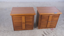 Load and play video in Gallery viewer, Lea Furniture Oak Two-Drawer Nightstands, Pair
