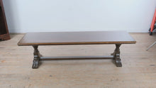 Load and play video in Gallery viewer, Traditional Trestle Base Coffee Table Wood Inlay Top
