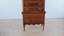 Load and play video in Gallery viewer, Cherry Queen Anne Highboy Chest on Chest Dresser
