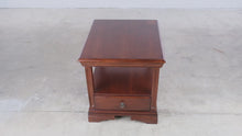 Load and play video in Gallery viewer, Cherry One Drawer End Table with Open Shelf
