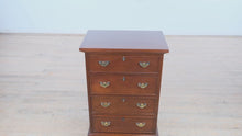 Load and play video in Gallery viewer, Craftique Heirloom Mahogany 4-Drawer Nightstand – MEL Finish, 32&quot; Tall
