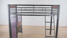 Load and play video in Gallery viewer, Twin Metal Loft Bed with Built-In Desk
