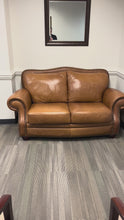 Load and play video in Gallery viewer, Authentic Leather Loveseat in Ari Brown, 70&quot;

