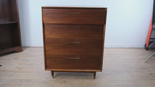 Load and play video in Gallery viewer, Mid Century Modern Walnut 5 Drawer Chest Marina Del Rey Dresser

