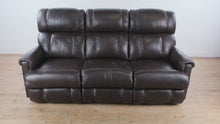 Load and play video in Gallery viewer, La-Z-Boy Dark Brown Leather Reclining Sofa Couch
