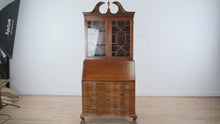 Load and play video in Gallery viewer, Governor Winthrop Serpentine Front Secretary Desk with Bookcase Top – Solid Wood, Ball &amp; Claw Feet
