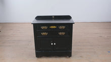 Load and play video in Gallery viewer, Antique Black Wash Cabinet with Backsplash
