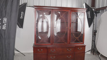Load and play video in Gallery viewer, Mahogany China Cabinet with Pull Out Secretary and Convex Glass

