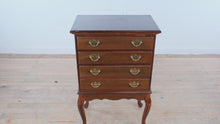Load and play video in Gallery viewer, Cherry Queen Anne Silver Chest, 4 Drawer Dining Room Storage Chest
