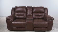 Load and play video in Gallery viewer, Ashley Stoneland Brown Power Reclining Loveseat with Console
