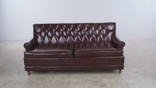 Load and play video in Gallery viewer, Burgundy Tufted Chesterfield Sleeper Sofa with Full-Size Pullout Bed
