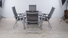 Load and play video in Gallery viewer, Kettler Basic Plus 5 Piece Aluminum Patio Dining Set 4 Reclining Chairs Table

