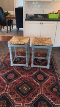Load and play video in Gallery viewer, Counter Height Woven Rush Bar Stools Set of Two 24 Inch

