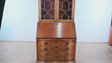 Load and play video in Gallery viewer, Vintage Maddox Mahogany Secretary Desk with Bookcase and Ball and Claw Feet
