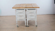 Load and play video in Gallery viewer, Vintage Farmhouse Industrial Kitchen Island from Repurposed Executive Desk
