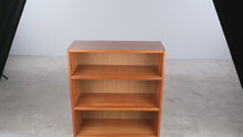 Load and play video in Gallery viewer, Contemporary Cherry Low Bookcase, 3 Shelf Open Bookcase
