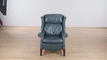 Load and play video in Gallery viewer, Blue Leather Reclining Wingback Chair by Lane Furniture
