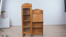 Load and play video in Gallery viewer, Restored Solid Oak Side-by-Side Cabinet with Glass Door &amp; Secretary Storage
