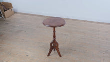 Load and play video in Gallery viewer, Vintage Inlaid Round Pedestal Accent Table with Tripod Base
