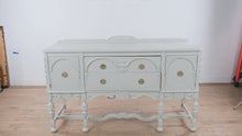 Load and play video in Gallery viewer, Painted Jacobean Style Buffet Sideboard with Cabinet Doors and Drawers
