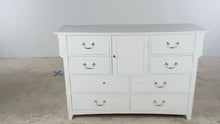 Load and play video in Gallery viewer, White Cottage Style 8 Drawer Dresser with Center Cabinet #1- Online Only
