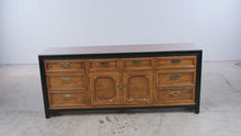 Load and play video in Gallery viewer, Thomasville Embassy Vintage Campaign Style Triple Dresser with Brass Hardware
